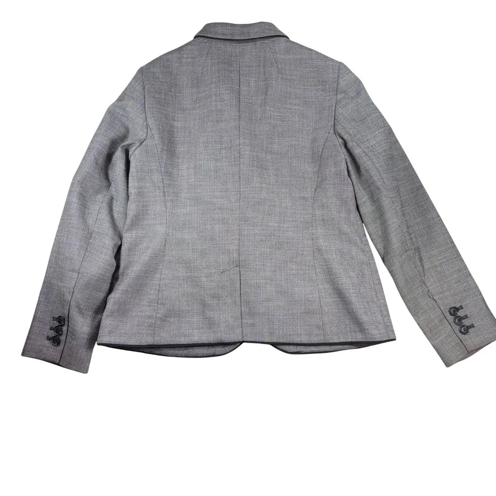 Talbots Blazer Gray Black Trimmed Houndstooth‎ Career Jacket - Size 8 Classic